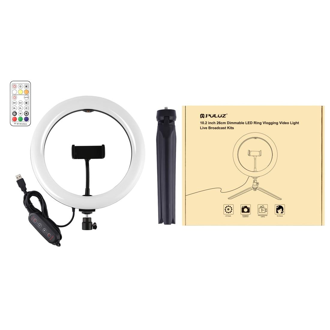 NNEIDS 10.2 Marquee Led Beauty Light With Tripod And Remote - Dual-Colour Ring Light For Vlogging And Photography